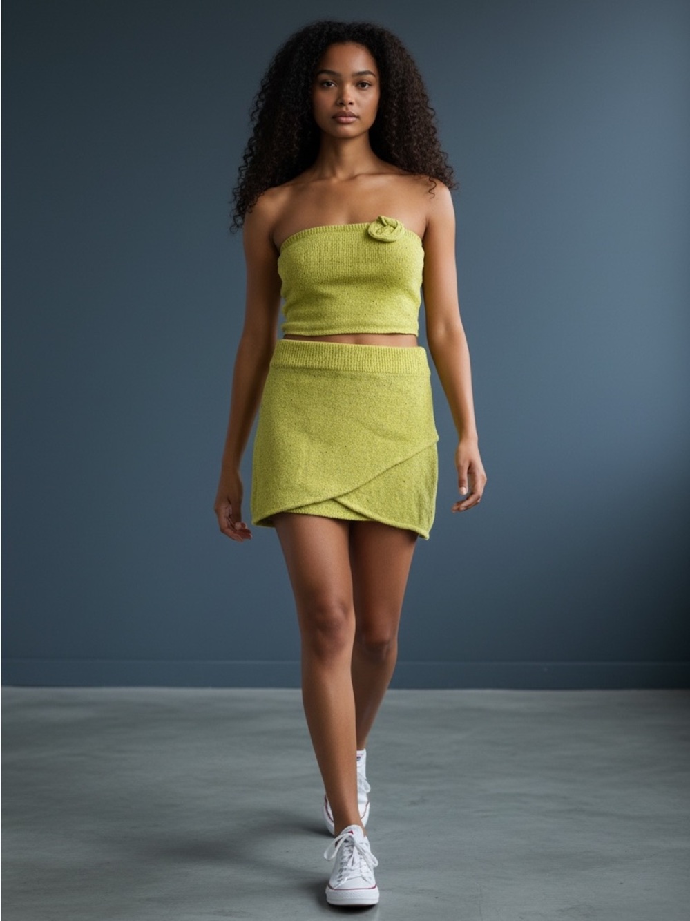 Needii butter yellow terry cloth skirt set